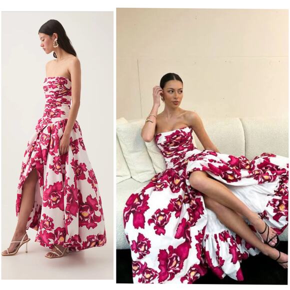 Aje Behold Floral Bubble Hem Maxi Gown US 2 - Picture 4 of 13